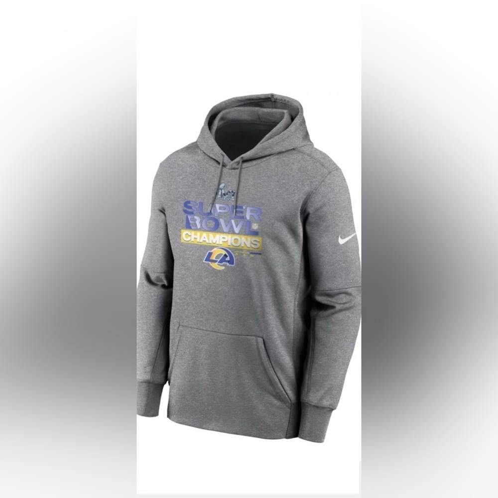 NWT Los Angeles Rams Super Bowl LVI Champions Nike Therma Fit Hoodie Youth Large